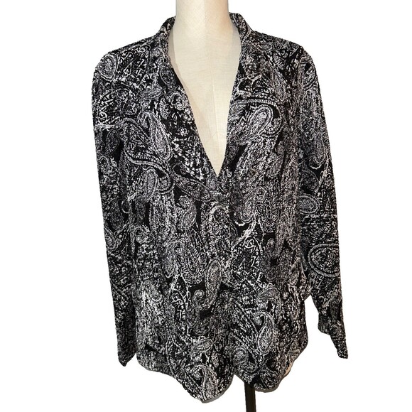 Chico’s Travelers Women’s Size 3/XL Paisley Crinkle Evening Blazer Jacket - Picture 1 of 9